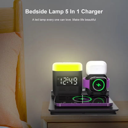 5-in-1 Multifunctional LED Light Mobile Phone Charging Station New Product For Multiple Devices, Suitable For Charger Adapter