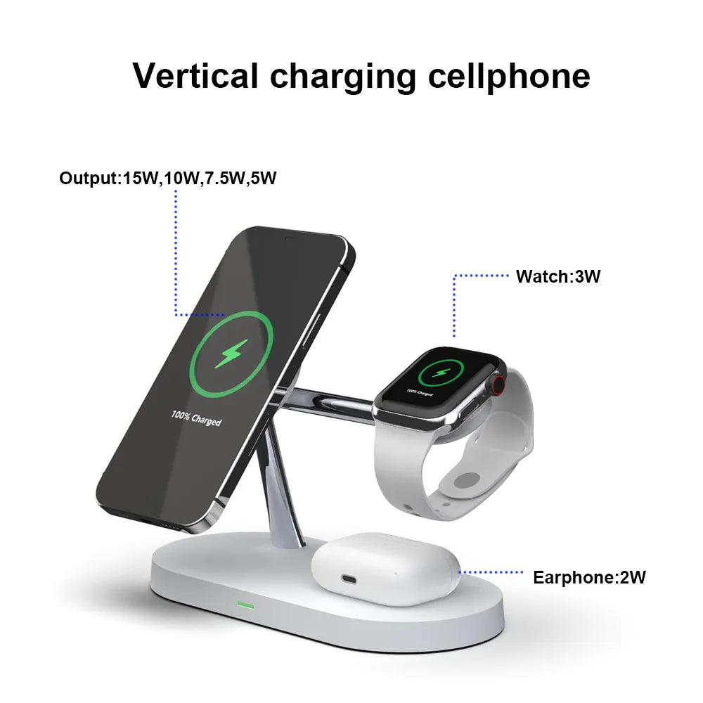 3 in 1 Wireless Charger Stand Magnetic For iPhone 12 13 14 15 Fast