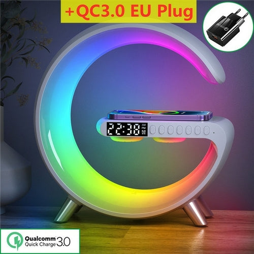 Multifunctional Wireless Charger Alarm Clock Speaker App Control Rgb