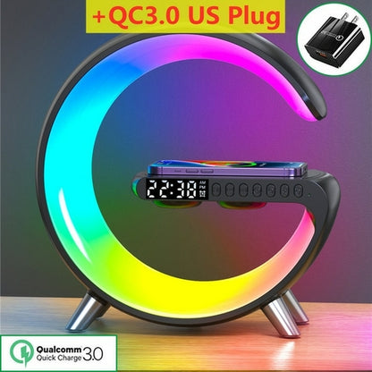 Multifunctional Wireless Charger Alarm Clock Speaker App Control Rgb