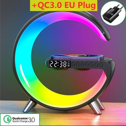 Multifunctional Wireless Charger Alarm Clock Speaker App Control Rgb