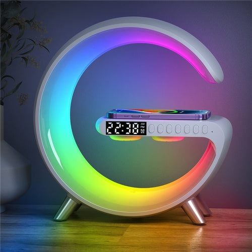 Multifunctional Wireless Charger Alarm Clock Speaker App Control Rgb