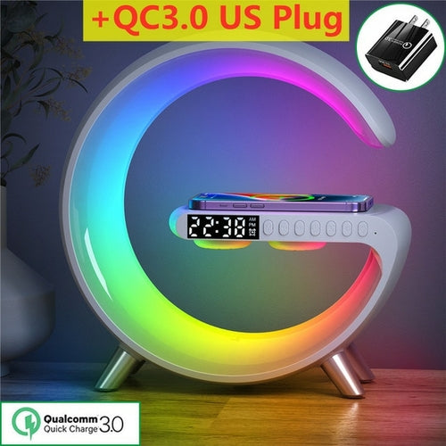 Multifunctional Wireless Charger Alarm Clock Speaker App Control Rgb