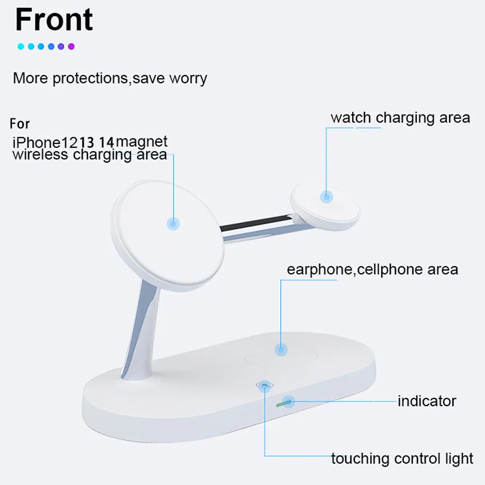 3 in 1 Wireless Charger Stand Magnetic For iPhone 12 13 14 15 Fast