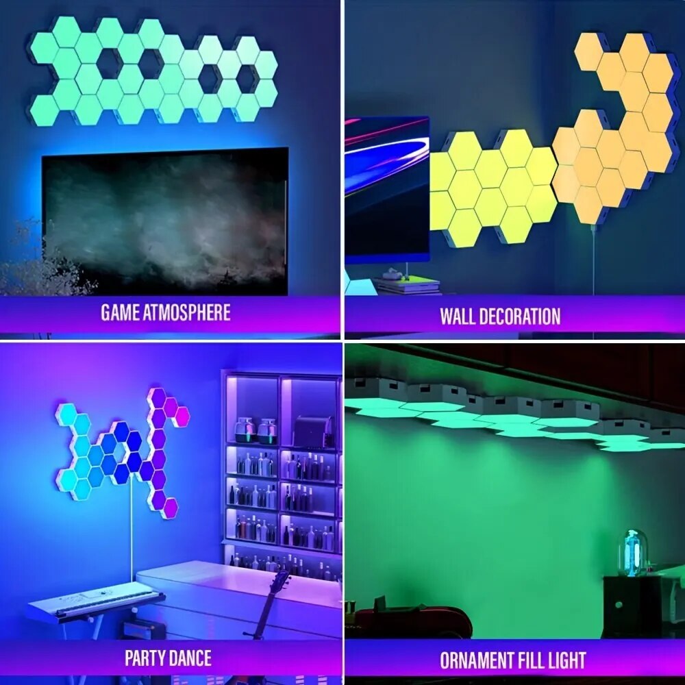 RGB Intelligent Hexagonal Wall Lamp Color-changing Ambient Night Light