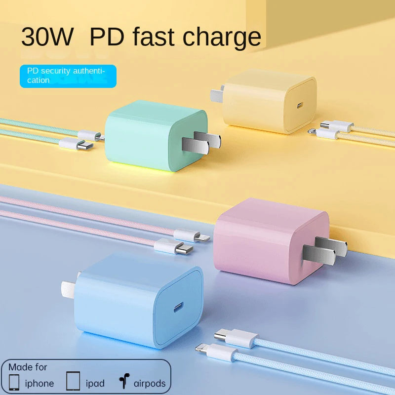 30W PD Fast Charger For iPhone 14 11 13 12 Pro Max Plus USB Cable Fast