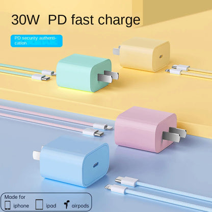 30W PD Fast Charger For iPhone 14 11 13 12 Pro Max Plus USB Cable Fast