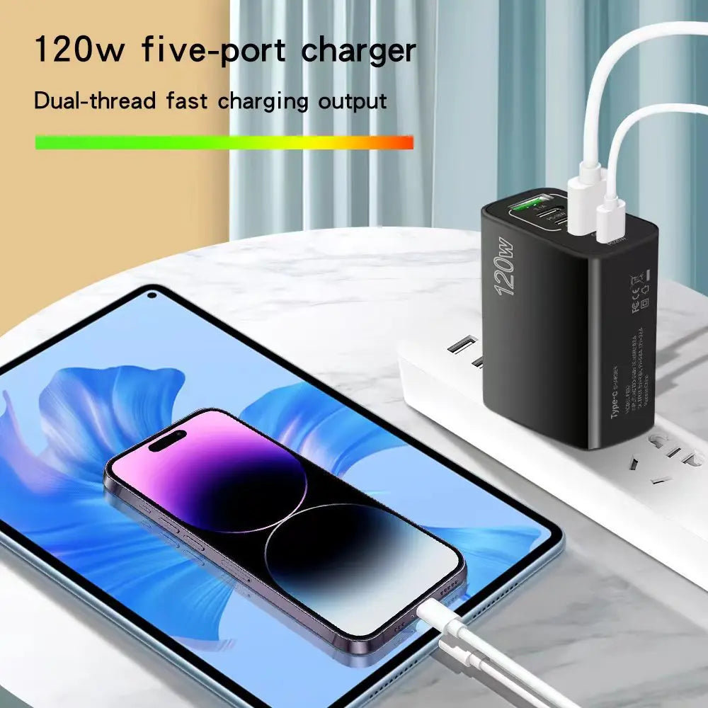 5 Ports USB C PD Charger Fast Charging PD Quick Charge 3.0 USB C Phone