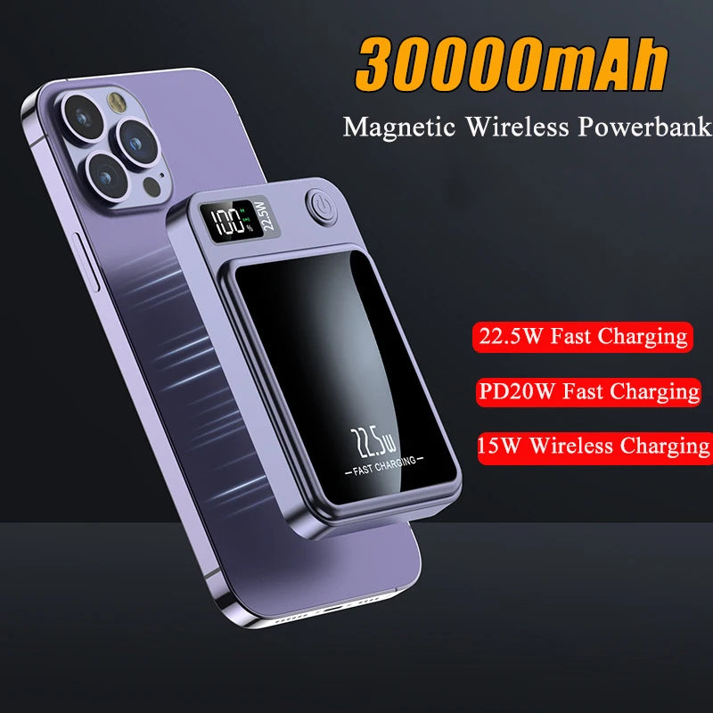 30000mAh Magnetic Wireless Charger Power Bank Super Fast Charging