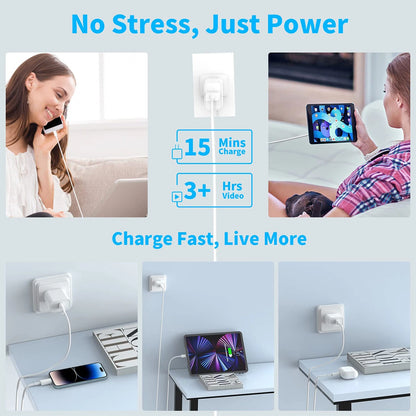 30W Fast Charger Set USB C Port Wall Charging 3.3Ft Type-C Braiding