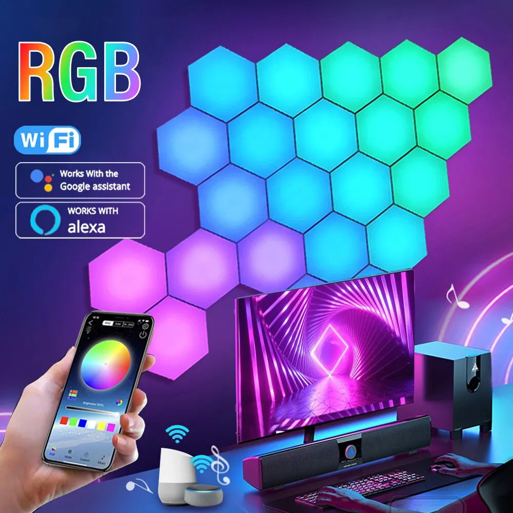 RGB Intelligent Hexagonal Wall Lamp Color-changing Ambient Night Light