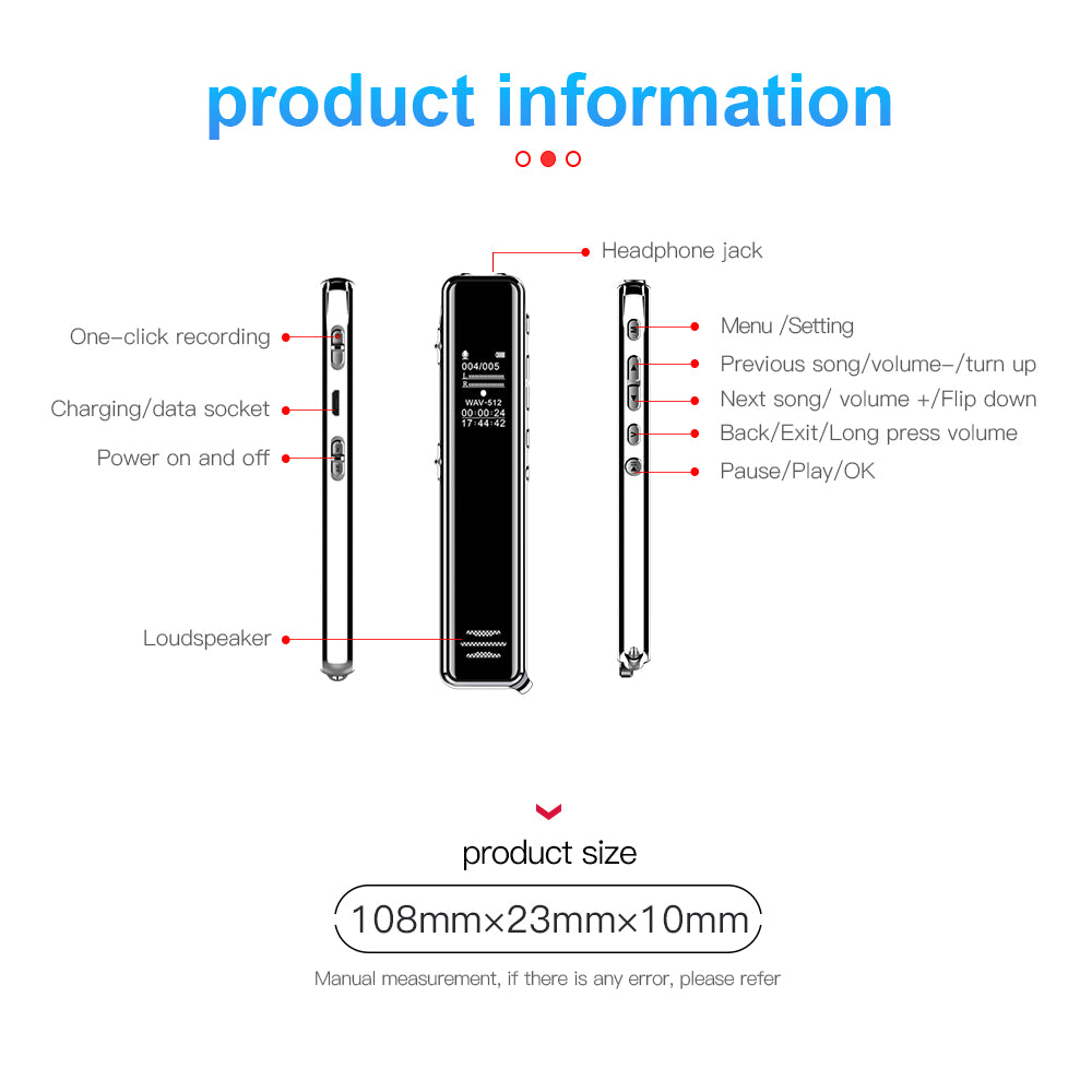 Mini Digital Voice Recorder Audio Pen Dictaphone for Meeting Class